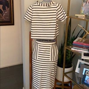 Eva Mendes Striped pencil skirt set